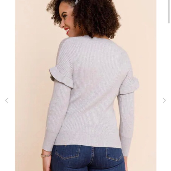 Franchesca’s Gray Chris Flounced Ribbed Sweater - Picture 3 of 6